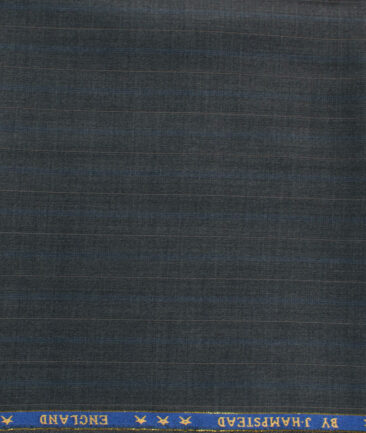 J.Hampstead Men's 60% Wool Super 130's Striped  Unstitched Trouser Fabric (Grey)