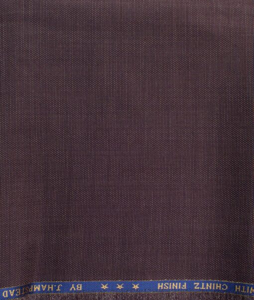 J.Hampstead Men's 60% Wool Super 130's Structured  Unstitched Trouser Fabric (Wine)