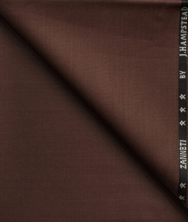 J.Hampstead Men's 60% Wool Super 120's Solids  Unstitched Trouser Fabric (Copper Brown)