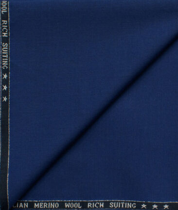 J.Hampstead Men's 60% Wool Super 120's Solids  Unstitched Trouser Fabric (Bright Royal Blue)