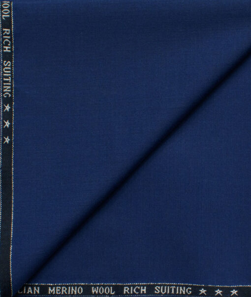 J.Hampstead Men's 60% Wool Super 120's Solids  Unstitched Trouser Fabric (Bright Royal Blue)