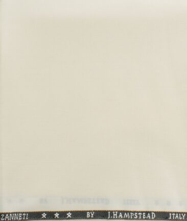 J.Hampstead Men's 60% Wool Super 140's Solids  Unstitched Trouser Fabric (Cream)