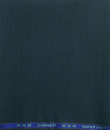 J.Hampstead Men's 60% Wool Super 140's Self Design  Unstitched Trouser Fabric (Dark Sea Green)