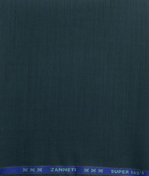 J.Hampstead Men's 60% Wool Super 140's Self Design  Unstitched Trouser Fabric (Dark Sea Green)