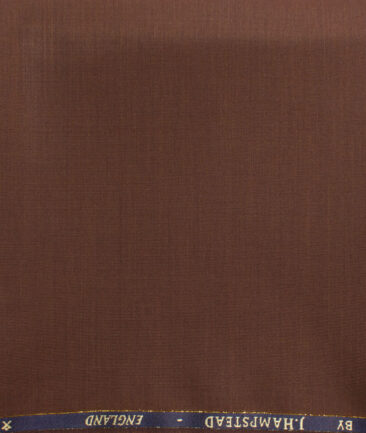 J.Hampstead Men's 60% Wool Super 140's Structured  Unstitched Trouser Fabric (Copper Brown)