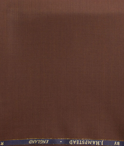 J.Hampstead Men's 60% Wool Super 140's Structured  Unstitched Trouser Fabric (Copper Brown)