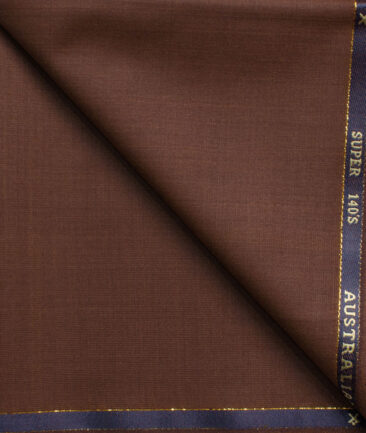 J.Hampstead Men's 60% Wool Super 140's Structured  Unstitched Trouser Fabric (Copper Brown)