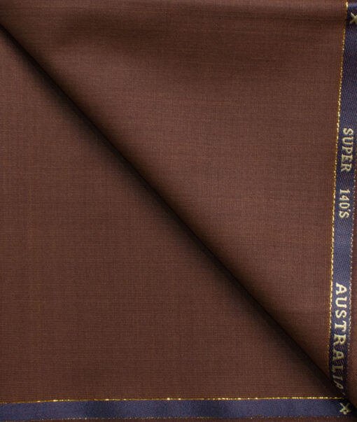 J.Hampstead Men's 60% Wool Super 140's Structured  Unstitched Trouser Fabric (Copper Brown)