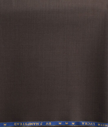 J.Hampstead Men's 60% Wool Super 140's Solids  Unstitched Trouser Fabric (Dark Brown)