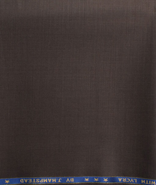 J.Hampstead Men's 60% Wool Super 140's Solids  Unstitched Trouser Fabric (Dark Brown)