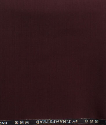 J.Hampstead Men's 60% Wool Super 130's Solids  Unstitched Trouser Fabric (Wine)