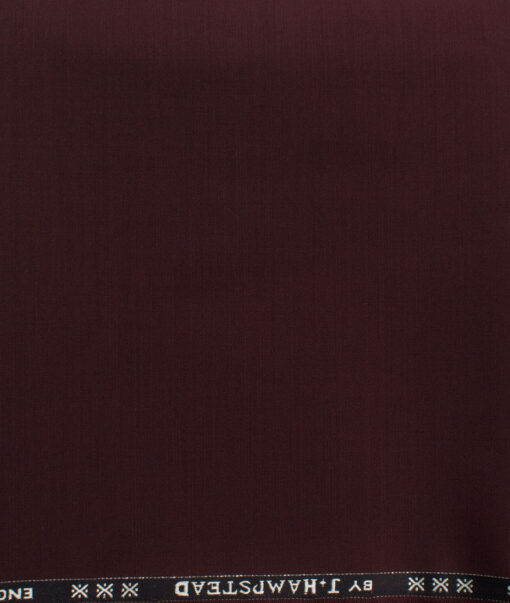 J.Hampstead Men's 60% Wool Super 130's Solids  Unstitched Trouser Fabric (Wine)