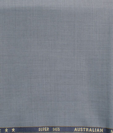 J.Hampstead Men's 60% Wool Super 140's Self Design  Unstitched Trouser Fabric (Light Grey)