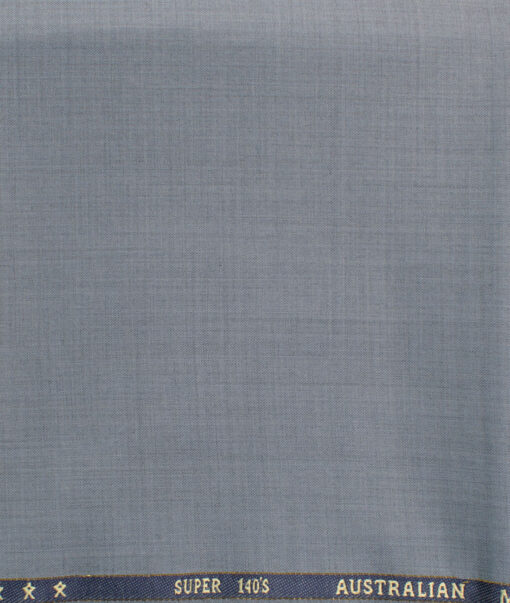 J.Hampstead Men's 60% Wool Super 140's Self Design  Unstitched Trouser Fabric (Light Grey)