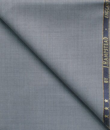 J.Hampstead Men's 60% Wool Super 140's Self Design  Unstitched Trouser Fabric (Light Grey)