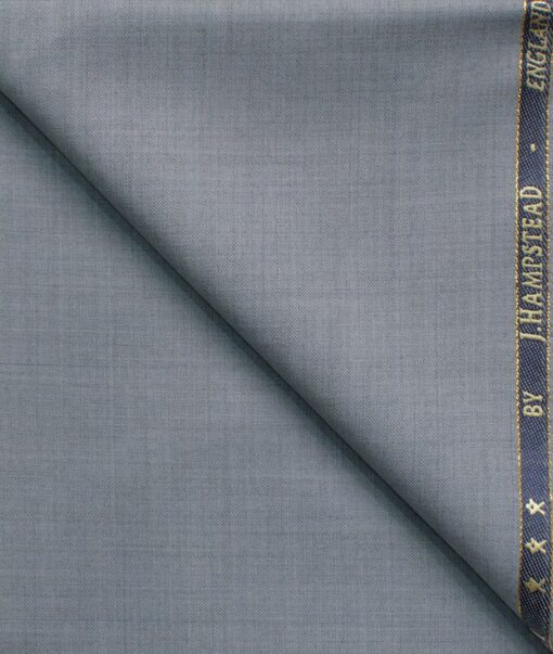 J.Hampstead Men's 60% Wool Super 140's Self Design  Unstitched Trouser Fabric (Light Grey)