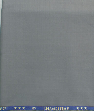 J.Hampstead Men's 60% Wool Super 140's Solids  Unstitched Trouser Fabric (Light Silver Grey)