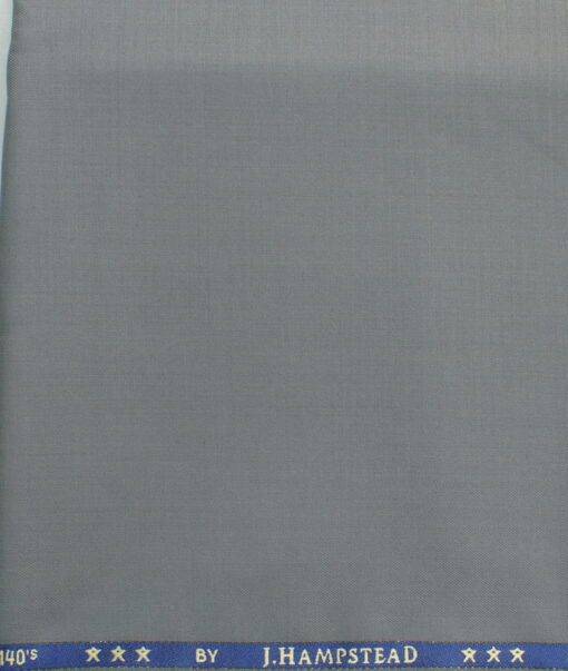 J.Hampstead Men's 60% Wool Super 140's Solids  Unstitched Trouser Fabric (Light Silver Grey)