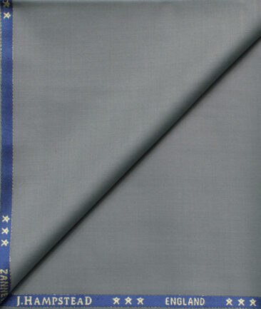 J.Hampstead Men's 60% Wool Super 140's Solids  Unstitched Trouser Fabric (Light Silver Grey)