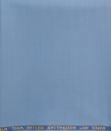 J.Hampstead Men's 60% Wool Super 140's Solids  Unstitched Trouser Fabric (Sky Blue)