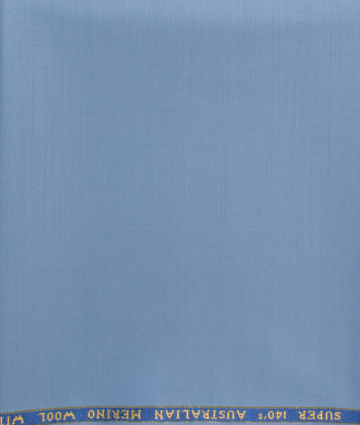 J.Hampstead Men's 60% Wool Super 140's Solids  Unstitched Trouser Fabric (Sky Blue)
