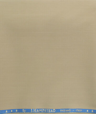 J.Hampstead Men's 60% Wool Super 120's Solids  Unstitched Trouser Fabric (Oat Beige)