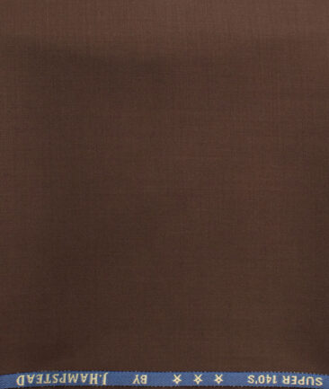 J.Hampstead Men's 60% Wool Super 140's Solids  Unstitched Trouser Fabric (Dark Copper Brown)