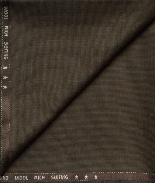 J.Hampstead Men's 60% Wool Super 120's Structured  Unstitched Trouser Fabric (Coffee Brown)
