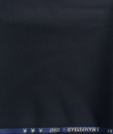 J.Hampstead Men's 60% Wool Super 150's Solids  Unstitched Trouser Fabric (Dark Blue)