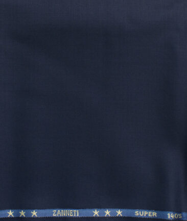 J.Hampstead Men's 60% Wool Super 140's Solids  Unstitched Trouser Fabric (Dark Blue)