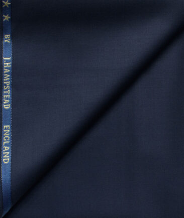J.Hampstead Men's 60% Wool Super 140's Solids  Unstitched Trouser Fabric (Dark Blue)