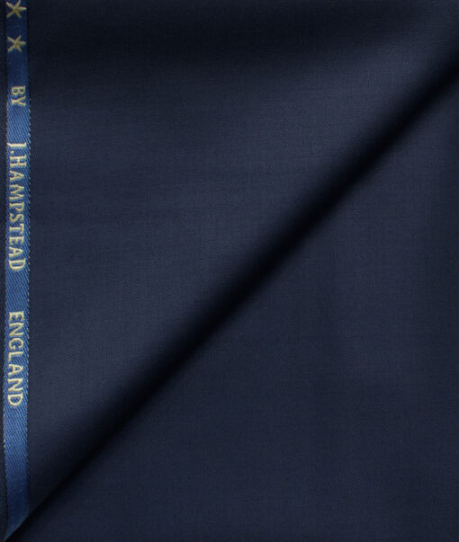 J.Hampstead Men's 60% Wool Super 140's Solids  Unstitched Trouser Fabric (Dark Blue)