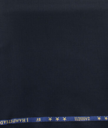 J.Hampstead Men's 60% Wool Super 150's Solids  Unstitched Trouser Fabric (Dark Navy Blue)