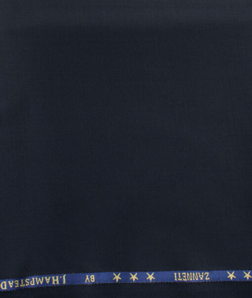 J.Hampstead Men's 60% Wool Super 150's Solids  Unstitched Trouser Fabric (Dark Navy Blue)