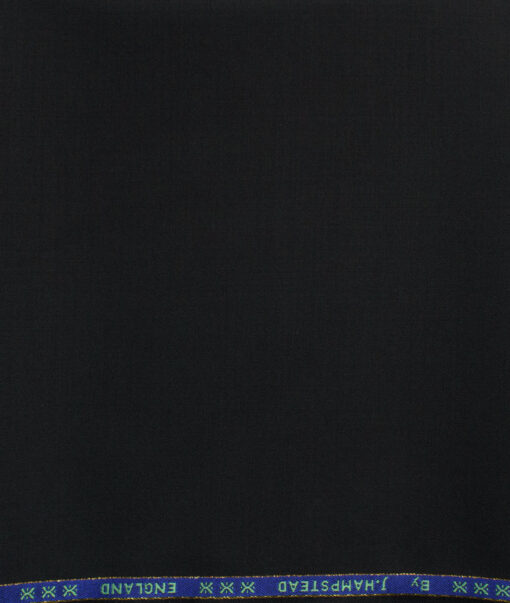 J.Hampstead Men's 60% Wool Super 140's Solids  Unstitched Trouser Fabric (Black)