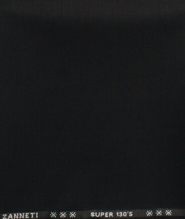 J.Hampstead Men's 60% Wool Super 130's Solids  Unstitched Trouser Fabric (Black)