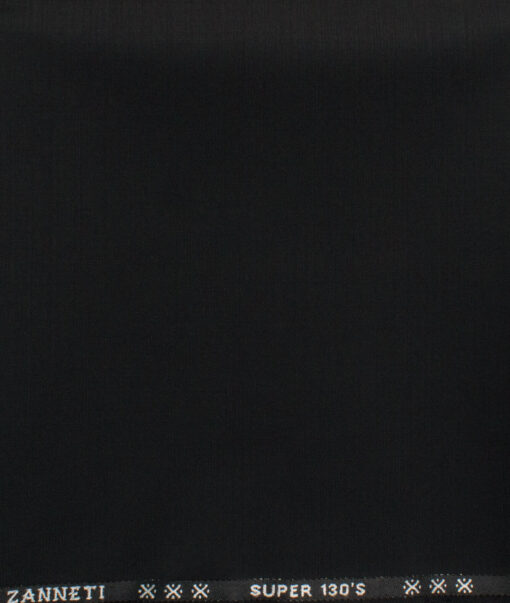 J.Hampstead Men's 60% Wool Super 130's Solids  Unstitched Trouser Fabric (Black)