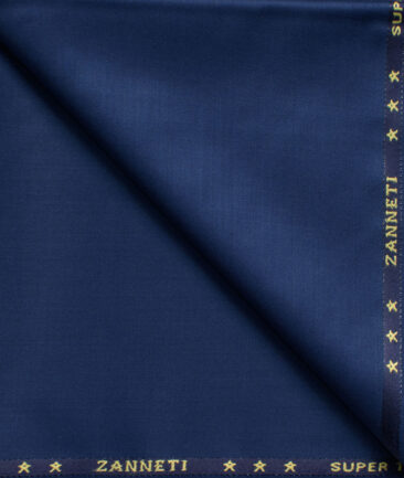 J.Hampstead Men's 60% Wool Super 130's Solids  Unstitched Trouser Fabric (Royal Blue)