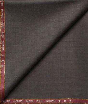 J.Hampstead Men's 60% Wool Super 120's Solids  Unstitched Trouser Fabric (Brownish Grey)