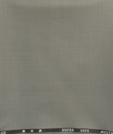 J.Hampstead Men's 60% Wool Super 140's Solids  Unstitched Trouser Fabric (Fossil Grey)