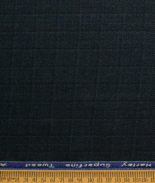 OCM Men's 50% Merino Wool  Checks  2 Meter Unstitched Tweed Jacketing & Blazer Fabric (Dark Sea Green)