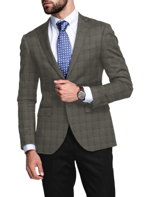 OCM Men's 50% Merino Wool  Checks  2 Meter Unstitched Tweed Jacketing & Blazer Fabric (Brown)