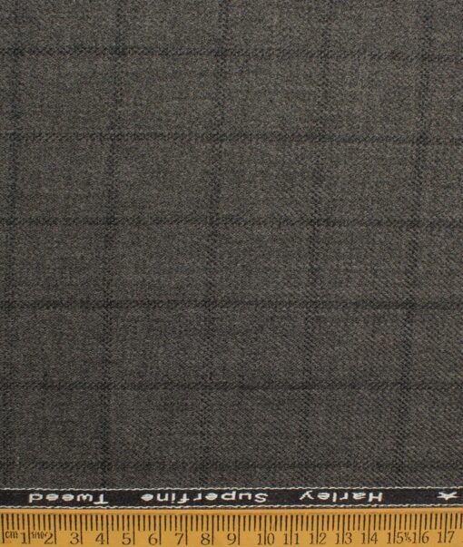 OCM Men's 50% Merino Wool  Checks  2 Meter Unstitched Tweed Jacketing & Blazer Fabric (Brown)
