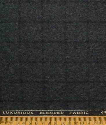 OCM Men's 70% Merino Wool  Checks  2 Meter Unstitched Tweed Jacketing & Blazer Fabric (Dark Worsted Grey)