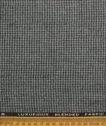 OCM Men's 70% Merino Wool  Houndstooth  2 Meter Unstitched Tweed Jacketing & Blazer Fabric (White & Black)