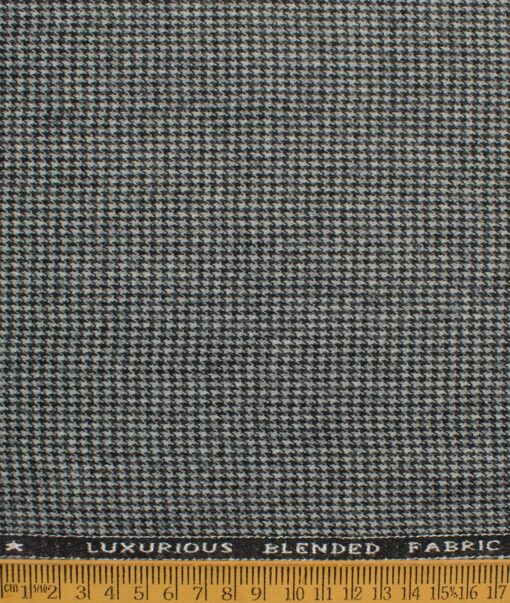 OCM Men's 70% Merino Wool  Houndstooth  2 Meter Unstitched Tweed Jacketing & Blazer Fabric (White & Black)