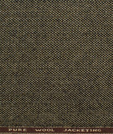 OCM Men's 100% Merino Wool Structured  2 Meter Unstitched Tweed Jacketing & Blazer Fabric (Light Brown)