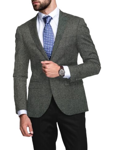 OCM Men's 100% Merino Wool Structured  2 Meter Unstitched Tweed Jacketing & Blazer Fabric (Grey)