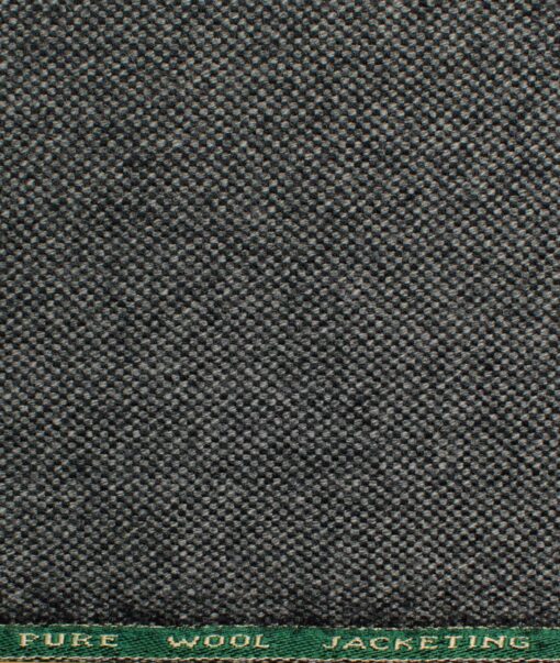 OCM Men's 100% Merino Wool Structured  2 Meter Unstitched Tweed Jacketing & Blazer Fabric (Grey)