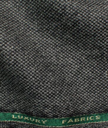 OCM Men's 100% Merino Wool Structured  2 Meter Unstitched Tweed Jacketing & Blazer Fabric (Grey)